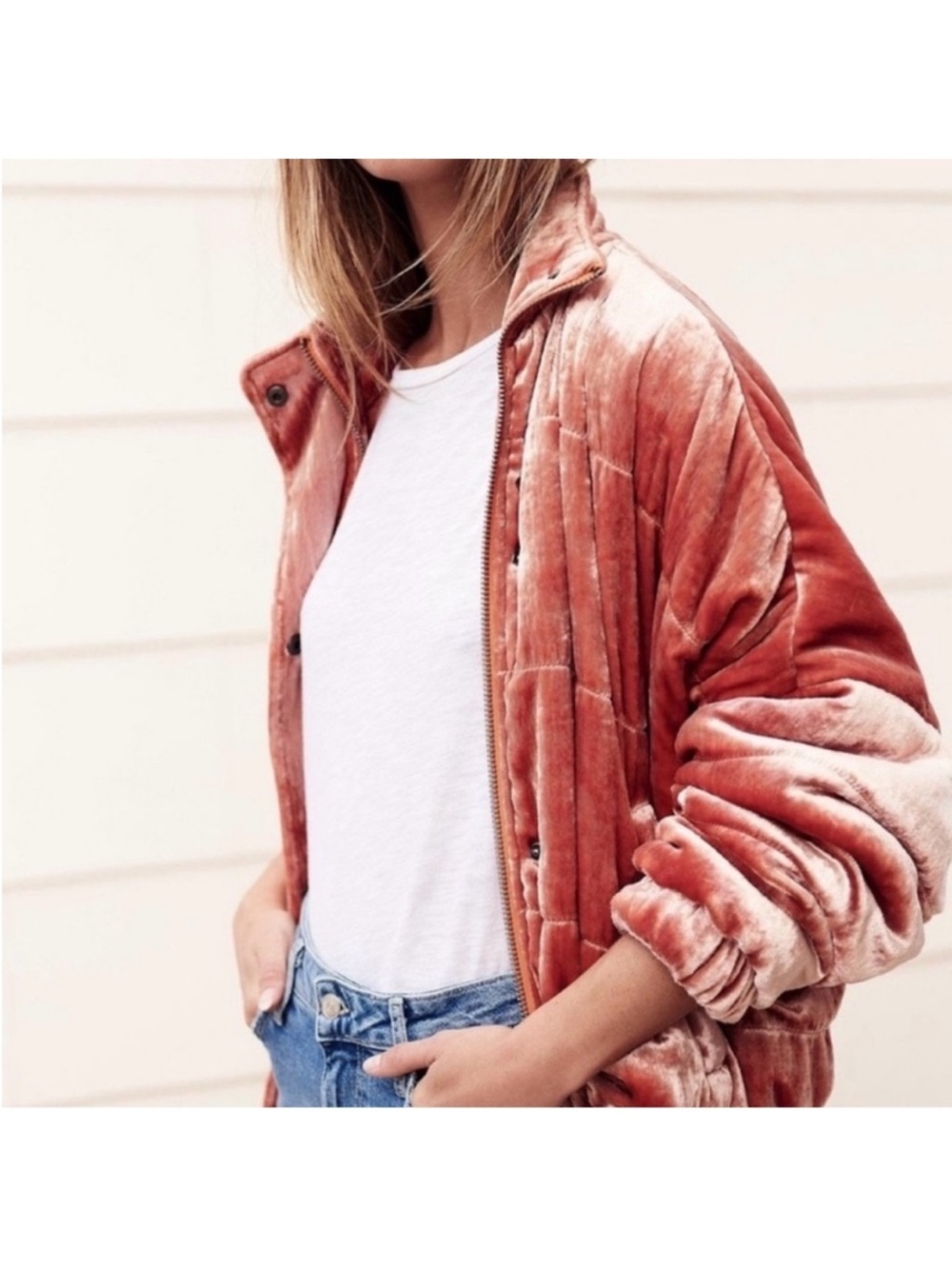 FREE PEOPLE CRUSHED VELVET PUFFER JACKET